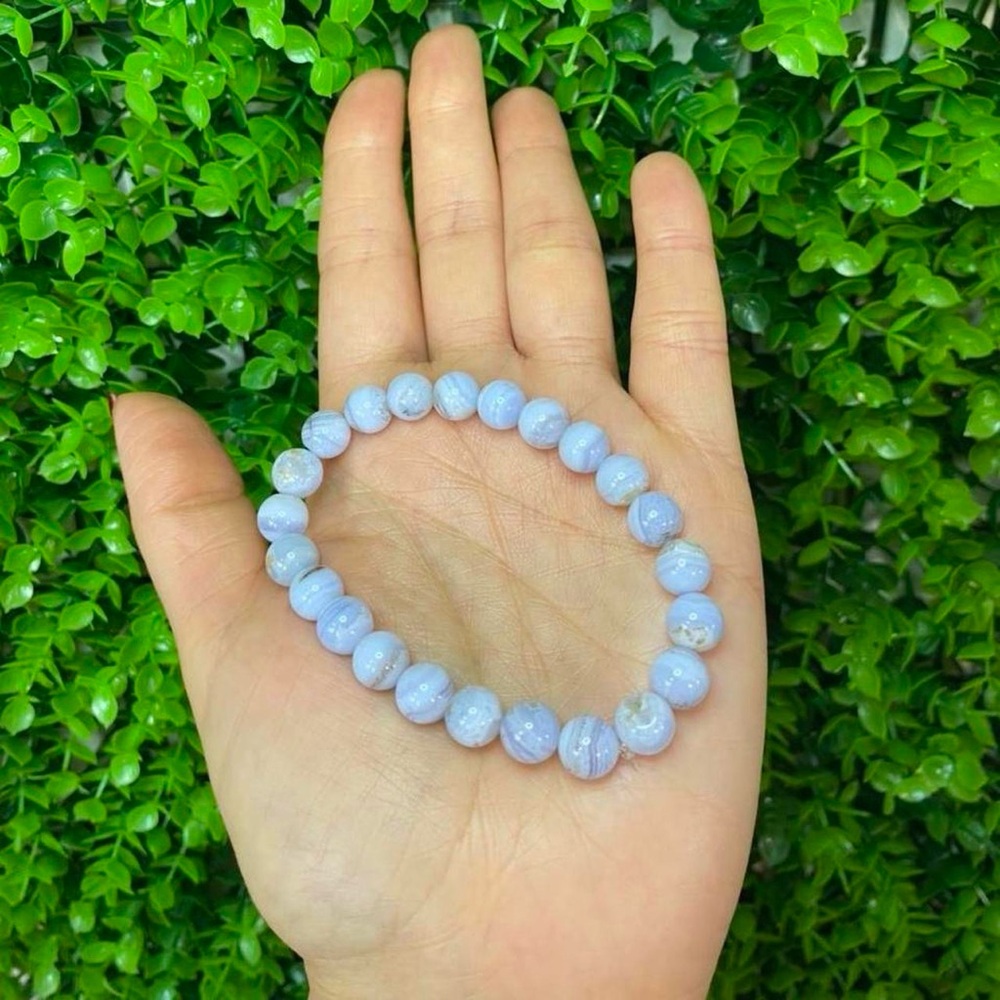 Blue Lace Agate Beaded Stretchy Bracelet